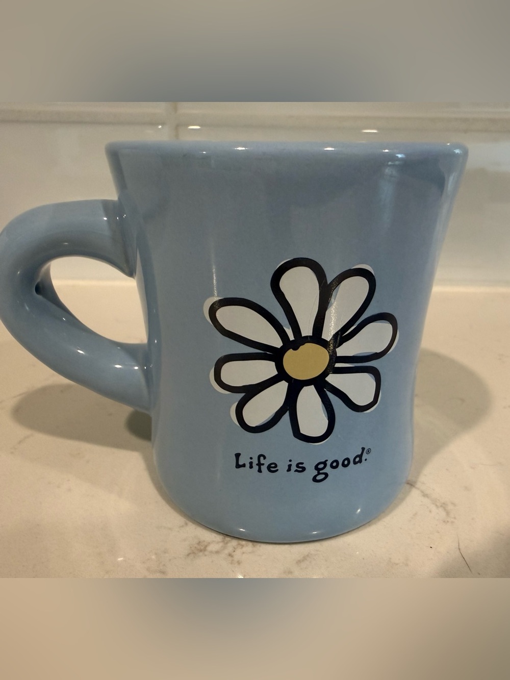 LIFE IS GOOD Light Blue Daisy Mug